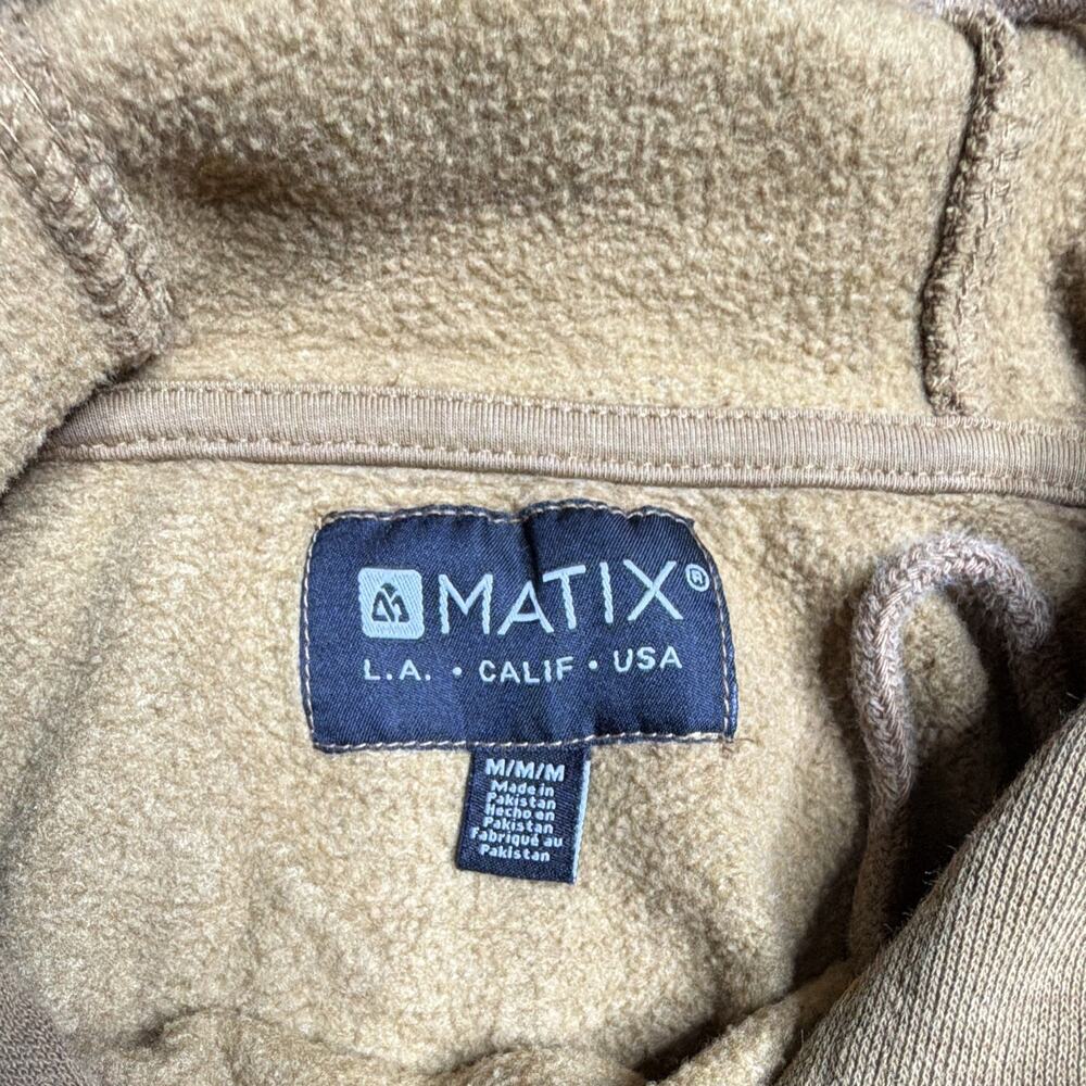 Matix Men's Yellow Pullover Hoodie M Regular Cotton Fleece Logo Graphic Pockets